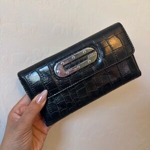 Vintage Y2K Guess Wallet Black Croc Studded
